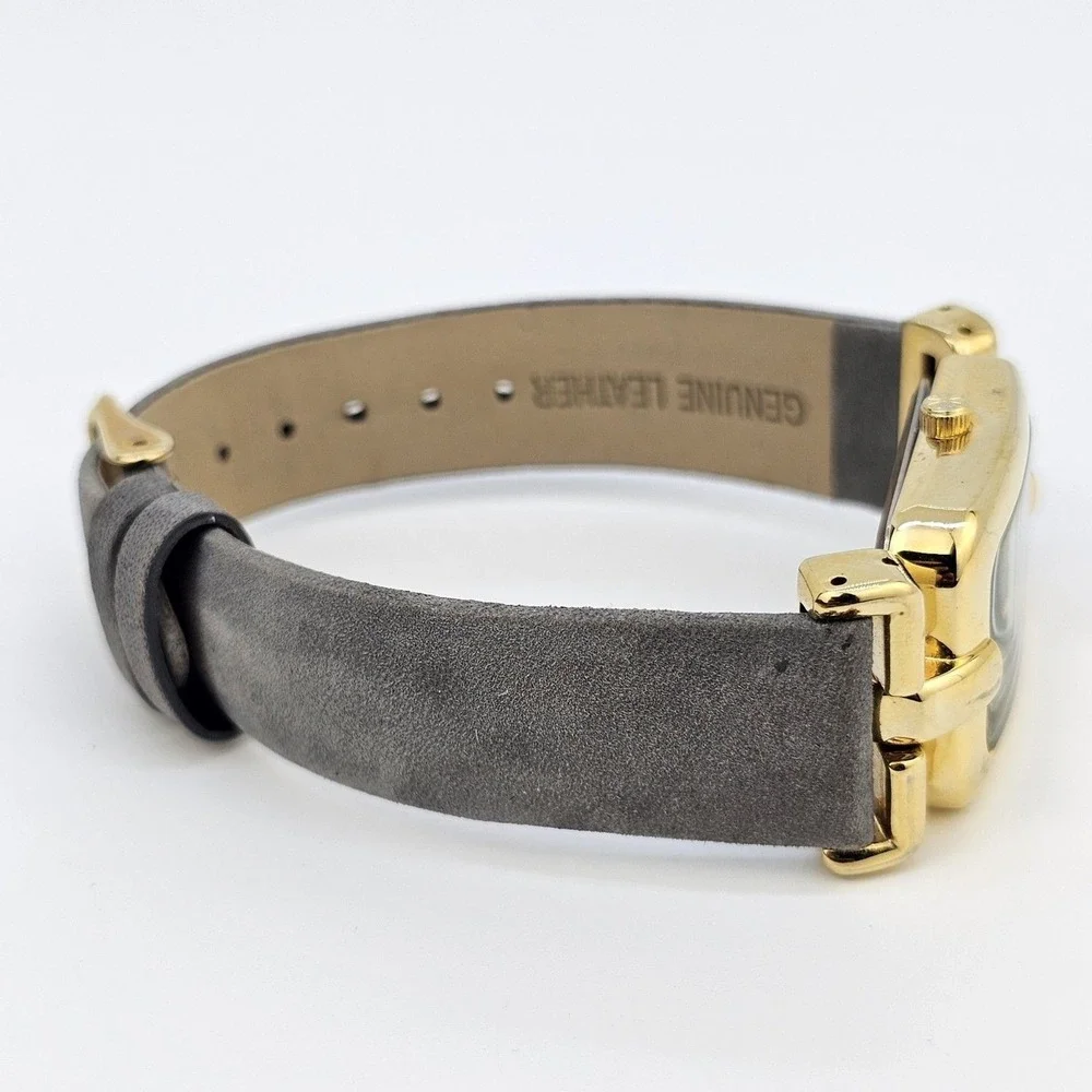 Issac Mizrahi Live Watch Women 24MM Gold Dial‎ Gray Leather Bands New Battery